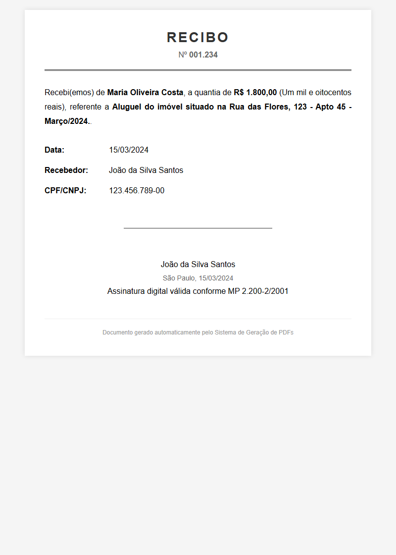 Recibo de Aluguel